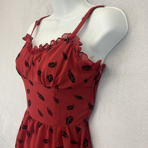 Vintage‎ Y2K Royal Bones Babydoll Dress Small Velvet Feather Chiffon Mini Grunge - Picture 8 of 13